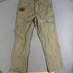 Wrangler Riggs Workwear Green Cargo Carpenter Pants  Size 34x34 Distressed‎